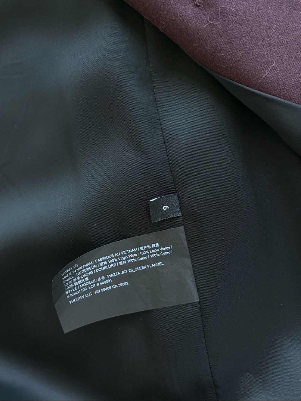 Theory Double-Breasted Blazer in Plum - Picture 6 of 6